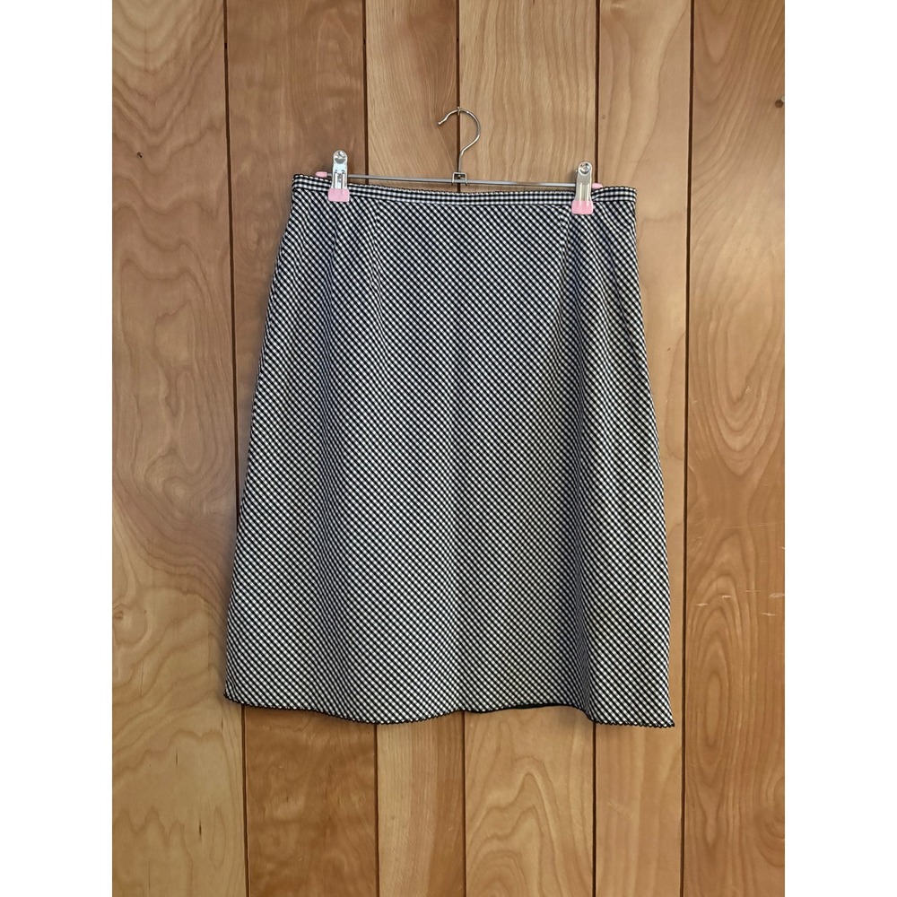 Liz Claiborne Lizsport Womens Black White Gingham Cotton A-Line Skirt Size 8